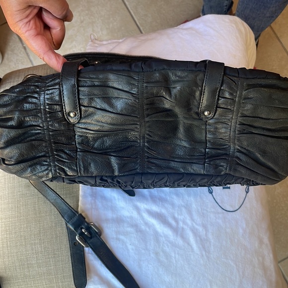 Authentic Vintage Black Prada Messenger Bag w/ Leather Detail; Pre-loved